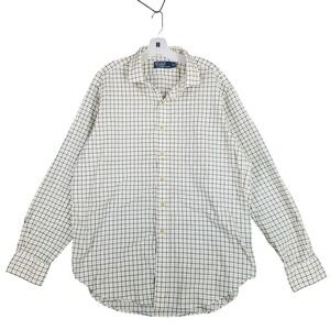 Polo Ralph Lauren Business Casual Yellow Check Dress‎ Shirt Mens XL Cotton